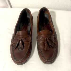 Johnston & Murphy Passport Loafers Shoes Mens 10 Brown Tassels Leather Slip On